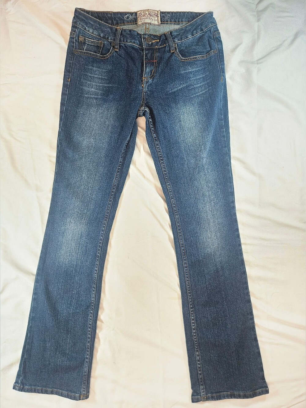 American Rag Juniors Blue Low Rise Button & Zip Five Pocket Bootcut Jeans Size 5
